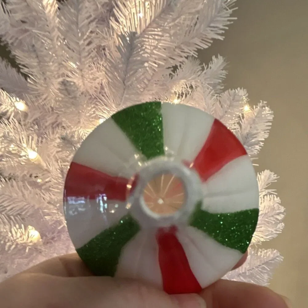 Ashland Glass Finial Ornament Red Green White Christmas Geometric Hanging 8